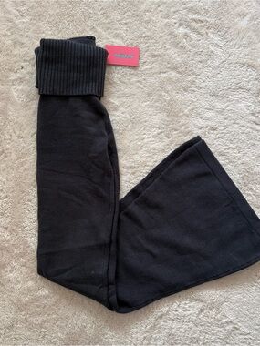Edikted Black Ribbed-Waist Knit Flare Jeans